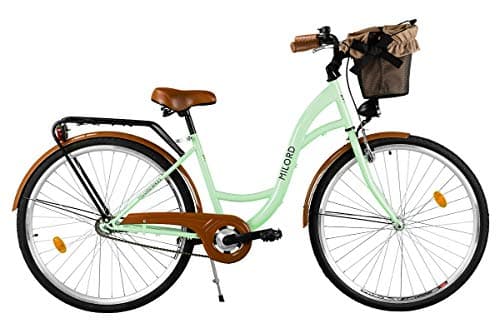 Vélo confort Milord citadin pour femme vert Menthe et marron pour un look Vintage