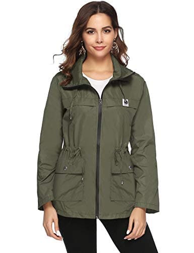 Veste cirée femme verte coute style militaire  pour se déplacer en vélo