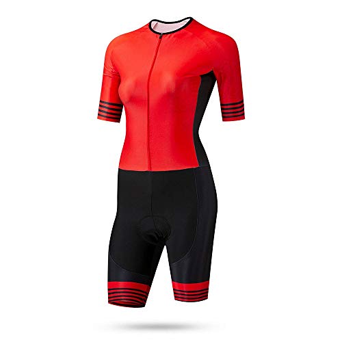 Combinaison été manches courtes cycliste pour femme rouge et noire Gagp avec rembourrage ergonomique