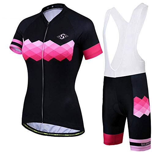 Short cycliste rembourré Pad 3D court pour femme avec bretelles et maillot manches courtes assorti