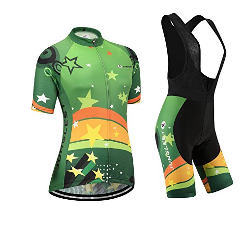 Short cycliste Uglyfrog rembourré Pad 3D court pour femme avec bretelles et maillot manches courtes assorti Fantaisie noir jaune et vert