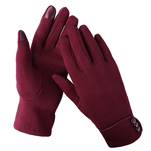 Gants femme hiver pour vélo de style élégant rouge bordeaux