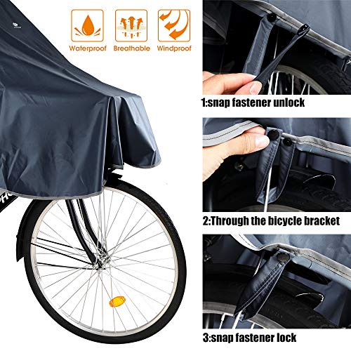 Grand Poncho vélo femme avec attaches contre la pluie en tissu polyester PVC étanche noir