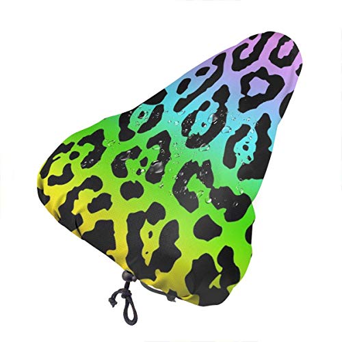 Housse de selle pour vélo femme imperméable colorée imprimé léopard