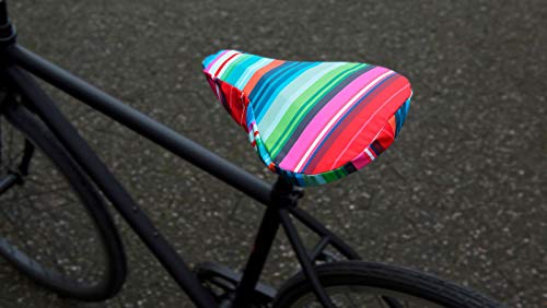 Housse de selle pour vélo femme rayée multicolore