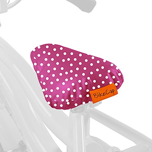 Housse de selle de vélo femme à pois rose et blancs Bike Cap