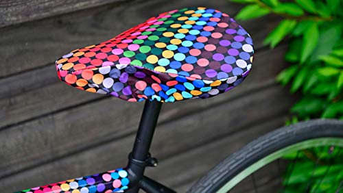 Housse de selle de vélo femme à pois multicolore
