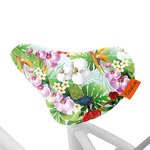 Housse de selle pour vélo femme avec fleurs exotiques BikeCap