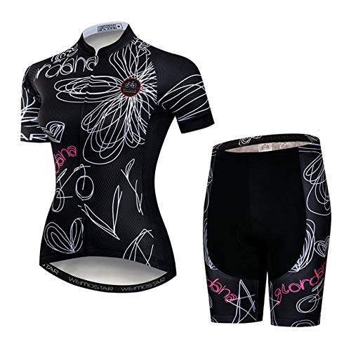 Ensemble maillot vélo manches courtes et cycliste 3D noir et féminin pour femme Kevin Bin