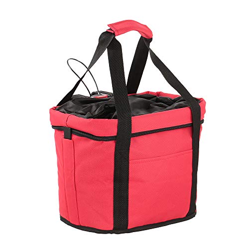 Panier pour guidon de vélo femme rouge avec anses de port pour ourse ou transport d'un animal