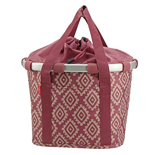 Panier vélo avant motif baroque rouge KlickFix 15 litres rouge pour femme pour de petites courses