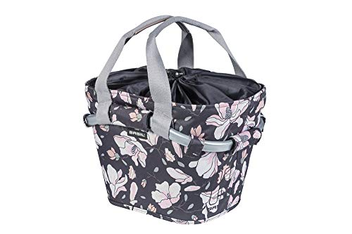 Panier vélo femme arrière tissu fleuri Basil Gris