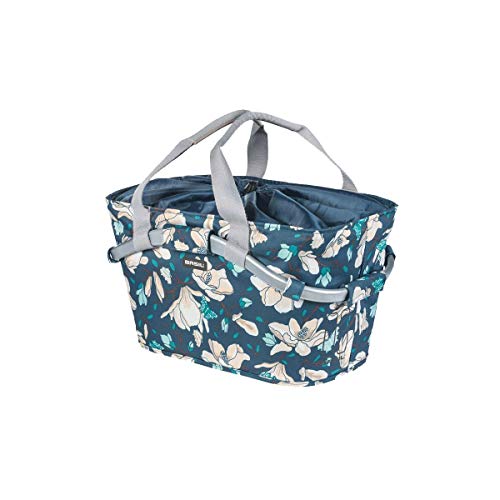 Panier vélo femme arrière tissu fleuri Basil Bleu