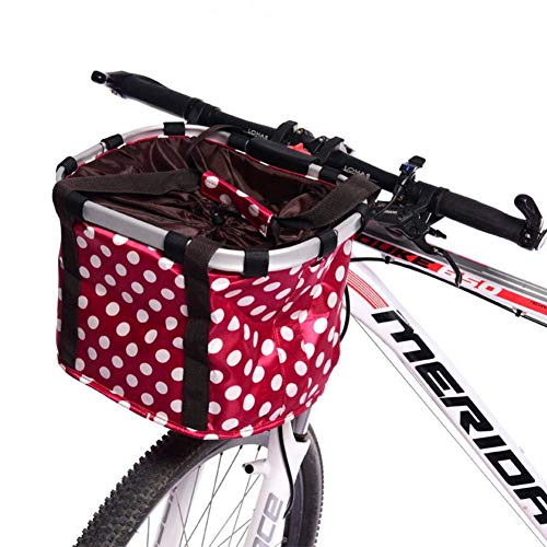 Panier vélo femme amovible idéal pour les courses imprimé pois rouge et blanc cadre alliage aluminium
