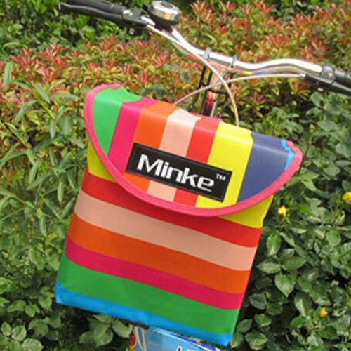 Petit panier en toile étanche pour vélo femme rayé multicolore