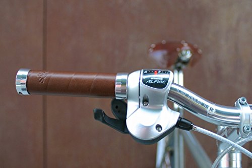 Poignées vélo en cuir mince marron look Vintage Brooks