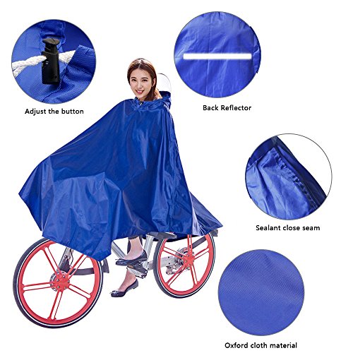 Poncho de pluie vélo femme imperméable contre la pluie en tissu oxford bleu