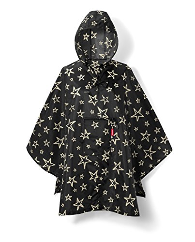 Poncho vélo femme noir Reisenthel imperméable contre la pluie à motif fantaisie étoiles