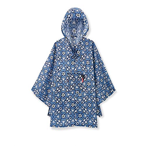 Poncho vélo femme Reisenthel imperméable bleu contre la pluie à motif fantaisie graphique