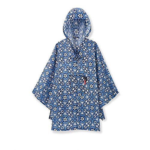 Poncho vélo femme Reisenthel imperméable bleu contre la pluie à motif fantaisie graphique