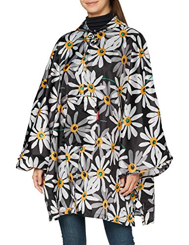 Poncho vélo femme Reisenthel imperméable bleu contre la pluie à motif fantaisie fleurs marguerites