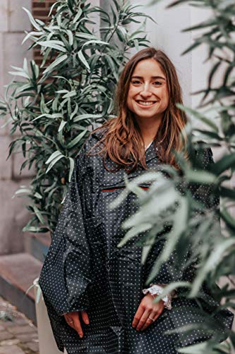 Poncho vélo femme noir contre la pluie à petit pois