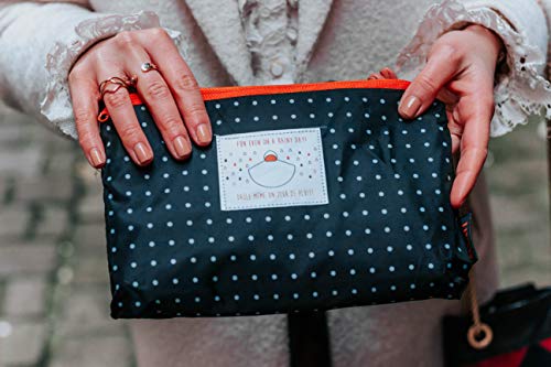 Pochette poncho vélo femme noir contre la pluie à petit pois