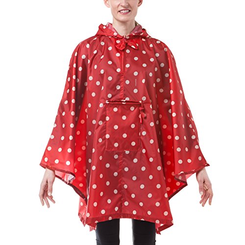 Poncho vélo femme Rouge polka contre la pluie à pois