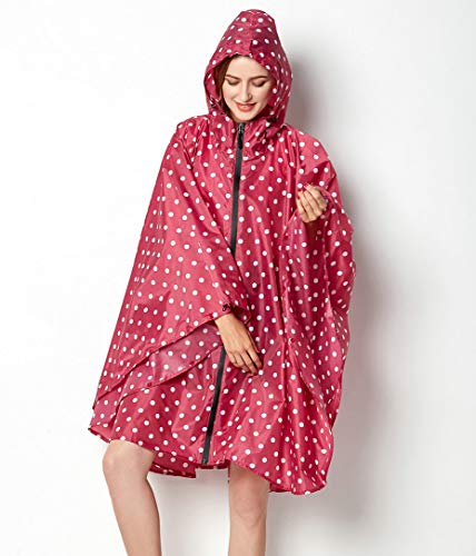 Poncho vélo femme rouge à pois imperméable