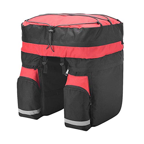 Sacoche vélo voyage capacité maxi 60 litres pour femme en nylon rouge et noire