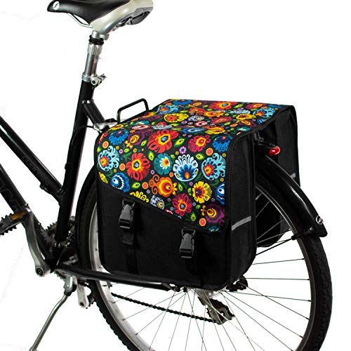 Sacoches doubles de vélo femme Biky Bag look fleuri Magnolias 35 litres