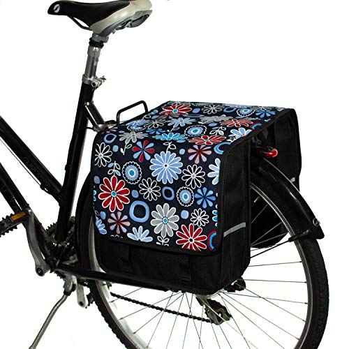 Sacoches doubles de vélo femme Biky Bag look fleuri Magnolias 35 litres