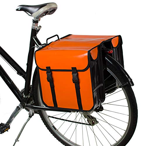 Sacoches vélo femme jumelles en bâche étanche Biky Bag orange