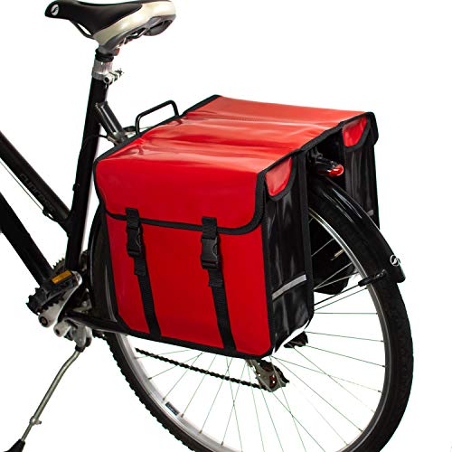 Sacoches vélo femme jumelles en bâche étanche Biky Bag rouges