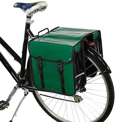 Sacoches vélo femme doubles en bâche étanche Biky Bag vertes
