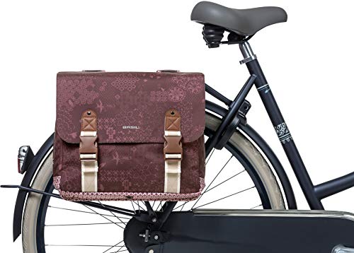 Sacoches vélo doubles imprimé bohème pour vélo femme Basil couleur prune doublée 