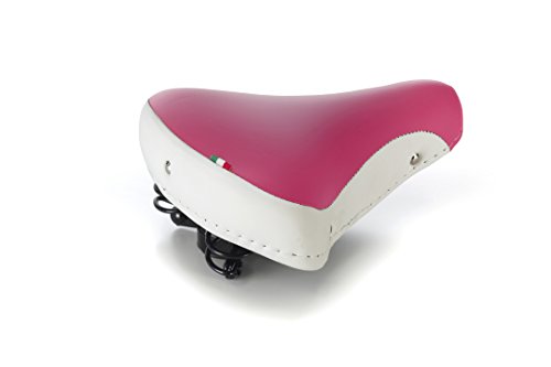 Selle vélo femme durable rose et blanche avec ressorts