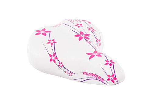 Selle pour vélo de ville femme style vintage rose et blanche avec fleurs fabriquée en Italie