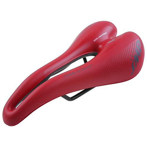 Selle vélo de route innovatrice avec ouverture ergonomique pour soulager les chocs sur le périnée SMP rouge