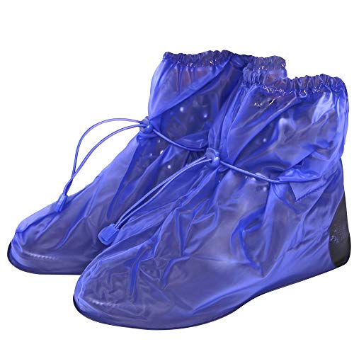 Sur-chaussures femme imperméables pour se déplacer à vélo par temps de pluie bleu