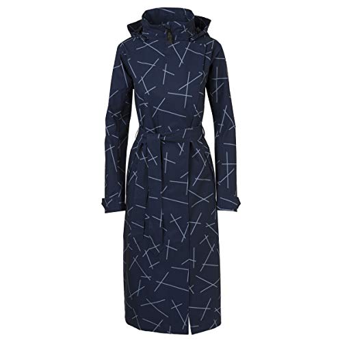 Trench long imperméable femme couleur marine imprimé graphique pour se déplacer à vélo Agu