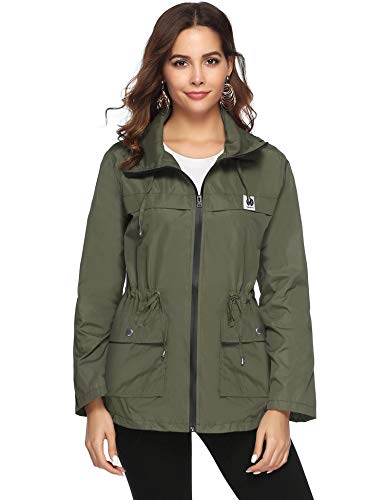 Veste cirée femme verte coute style militaire  pour se déplacer en vélo 