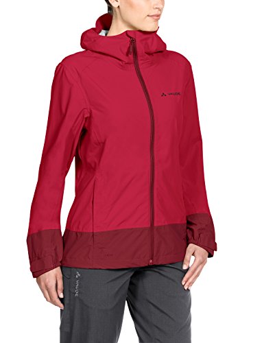 Veste de pluie courte pour cyclisme femme rouge bordeaux Vaude